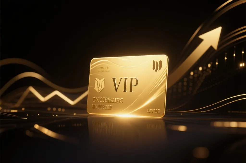黄金VIP会员卡与科技感上升趋势图表